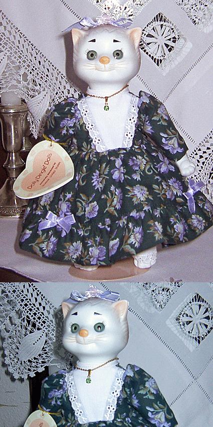 Фарфоовая кукла - кошка "перидот"