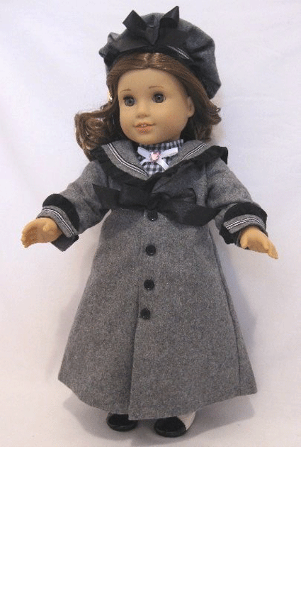 Костюм для куклы викторианский, серый, с пальто